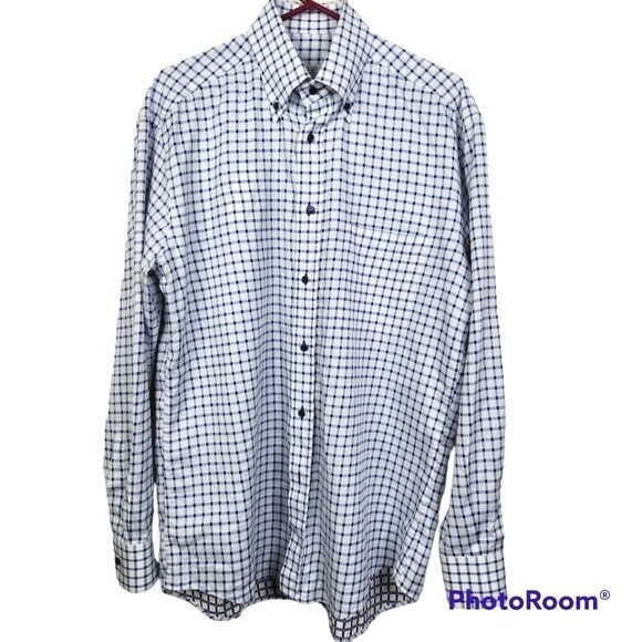 Pal Zileri Mens Long Sleeve Checkered Print Button Down Shirt Size 15 1/2-39 - Picture 1 of 10